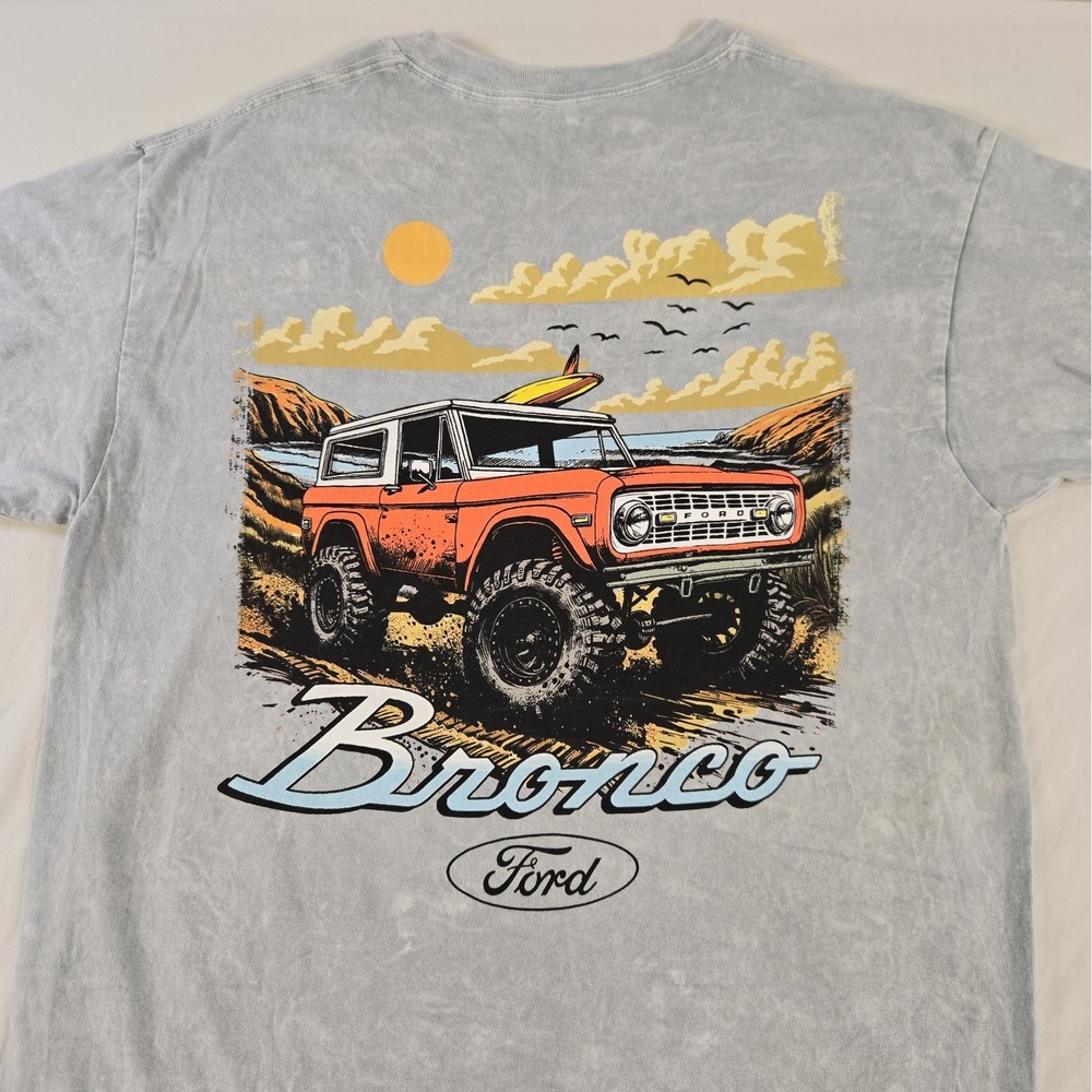Ford Bronco Men's Large Gray Graphic T-Shirt Classic Truck NWT